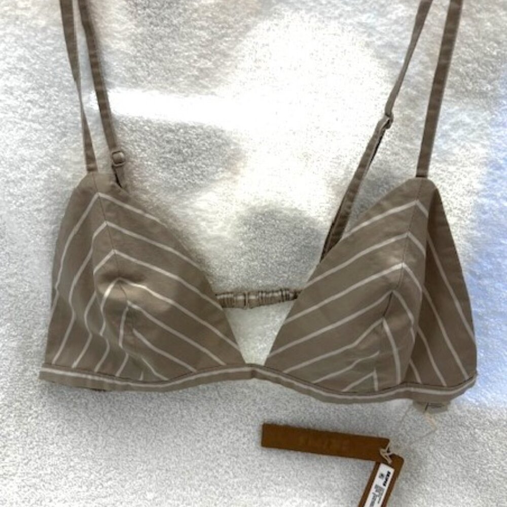 SKIMS Taupe and White Striped Triangle Bralette